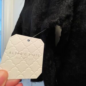 Altar'd State Black Teddy Jacket Cozy Chic Outerwear